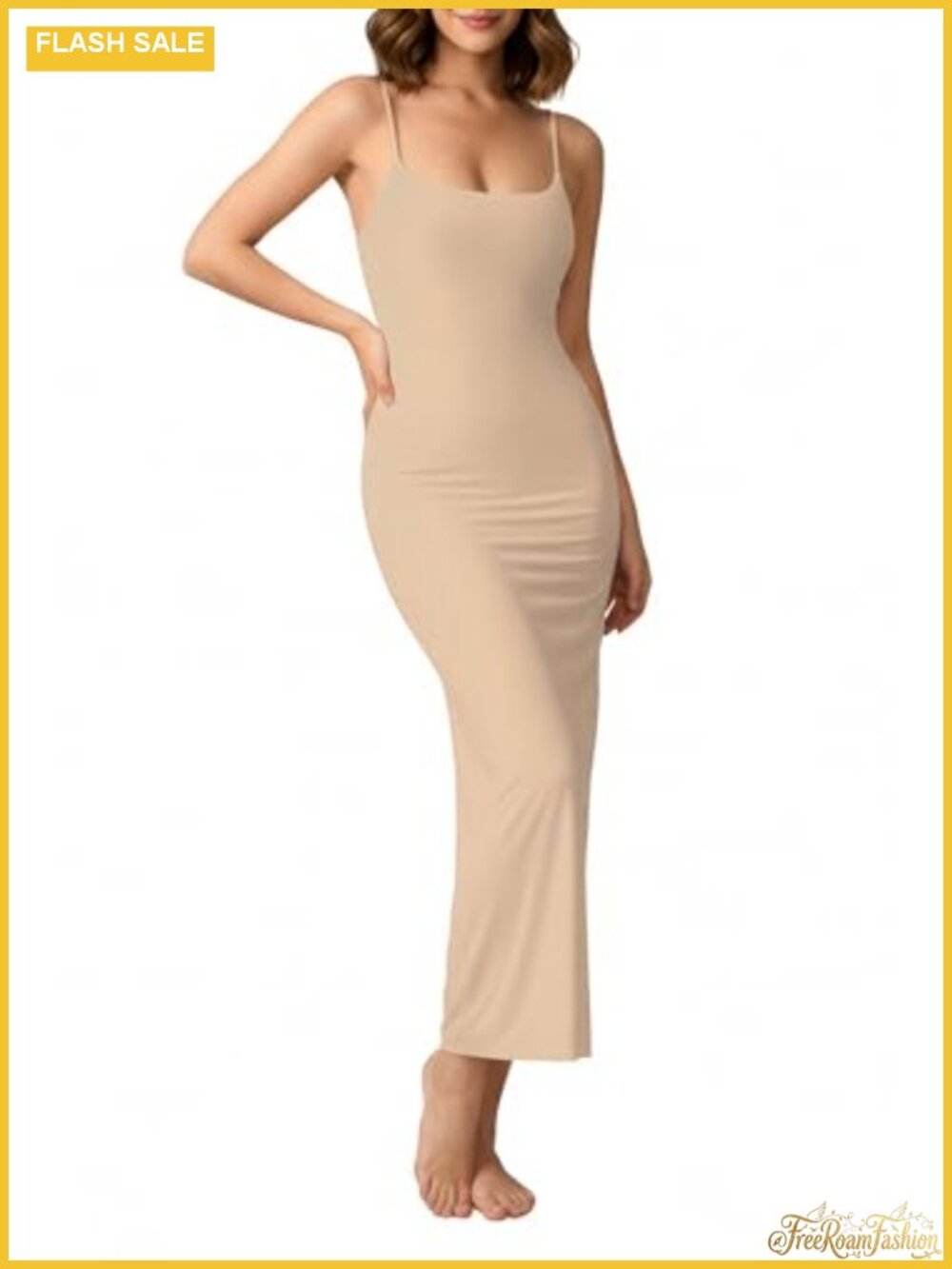 Full Slip for Under Dresses Adjustable Spaghetti Straps Smooth Long Cami Dress